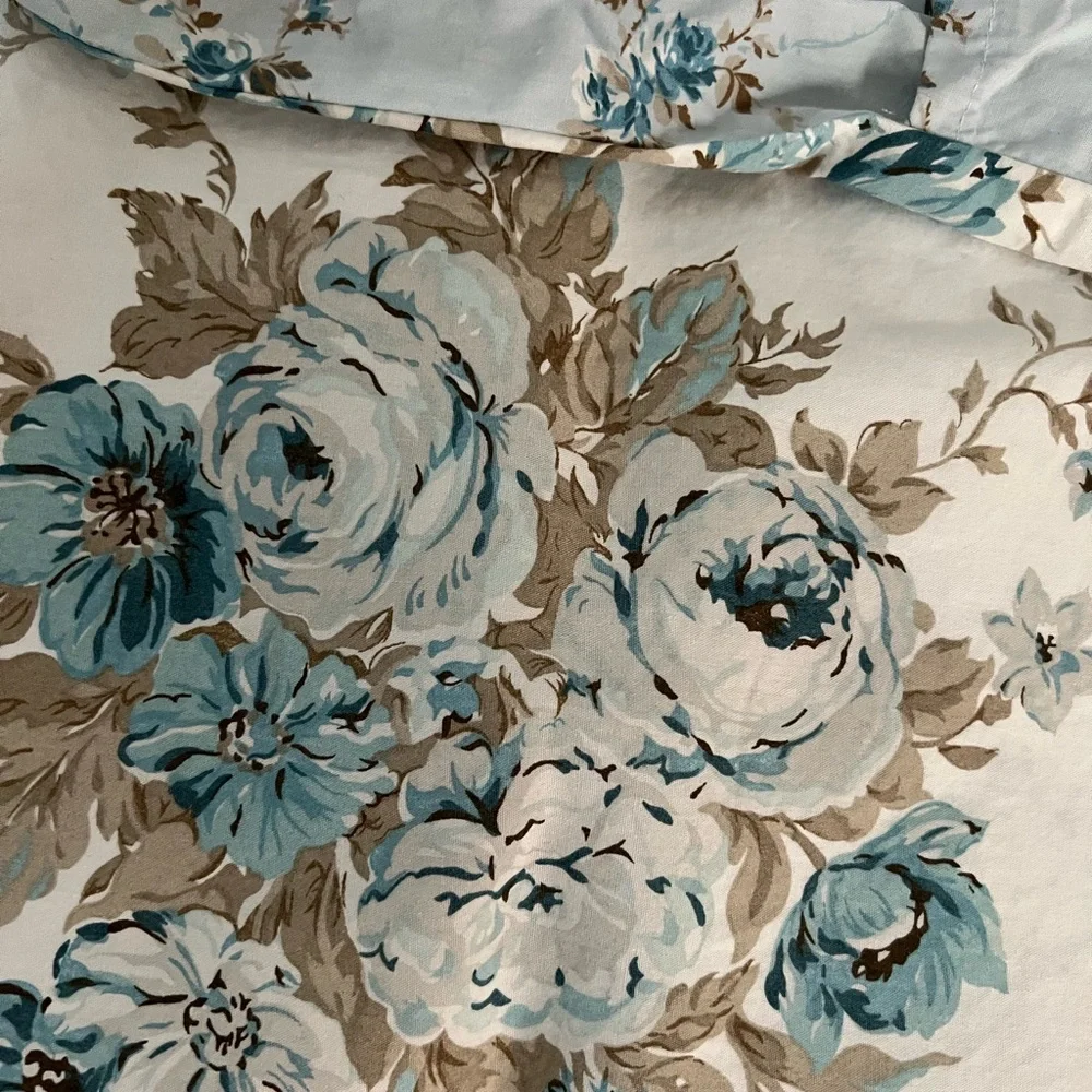 Simply Shabby Chic Cream Duvet Cover Set with Blue Floral Motif Cabbage Rose